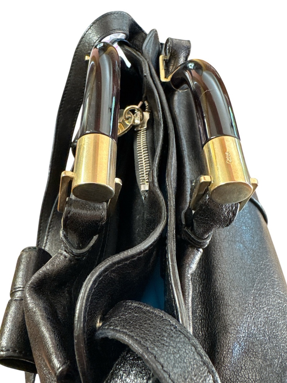 Chloé Saskia Black Leather Shoulder Satchel bag VTG - Picture 8 of 16